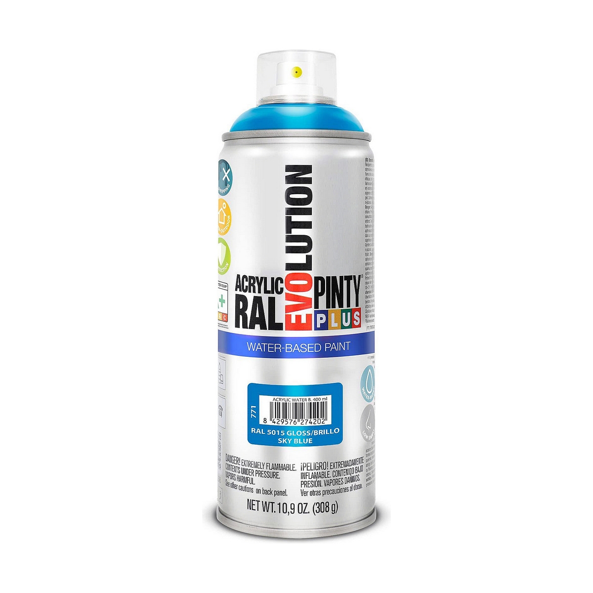 Pintura En Spray Pintyplus Evolution Ral 5015 Base de Agua Sky Blue 400 Ml