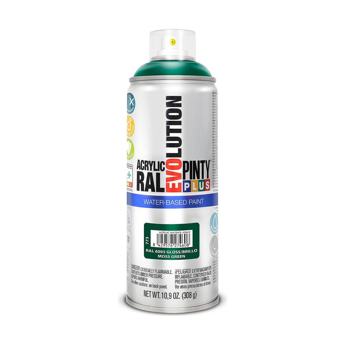 Pintura En Spray Pintyplus Evolution Ral 6005 Base de Agua Moss Green 400 Ml