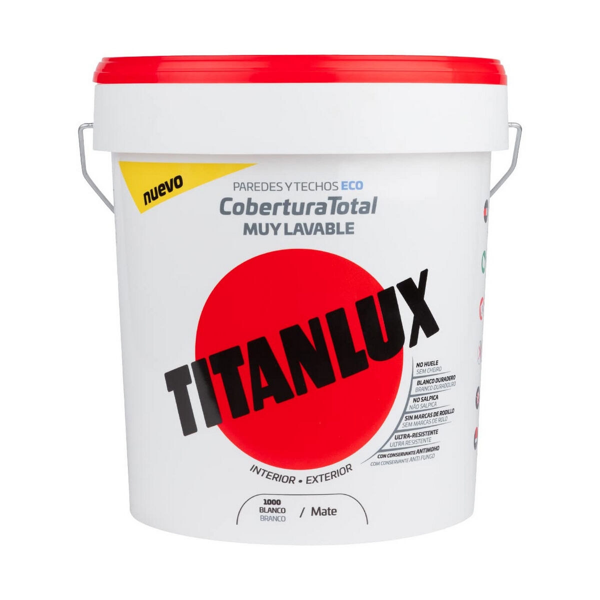 Pintura Plástica Titan 06T100005 Techo Pared Lavable Blanco Mate 4 L