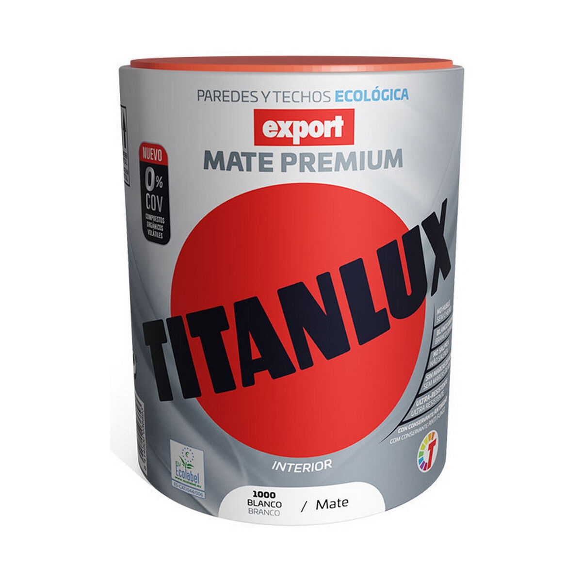 Pintura Vinílica Titanlux Export F31110034 Techo Pared Lavable Blanco 750 Ml Mate