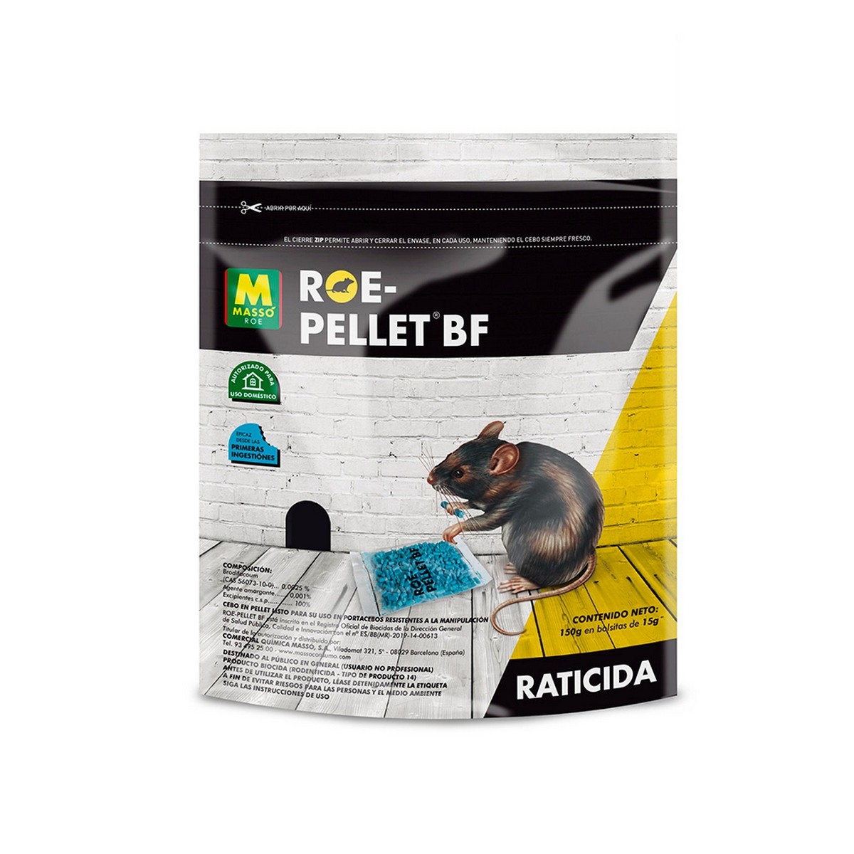 Raticida Massó Roe-Pellet Bf 150 G 10 Piezas