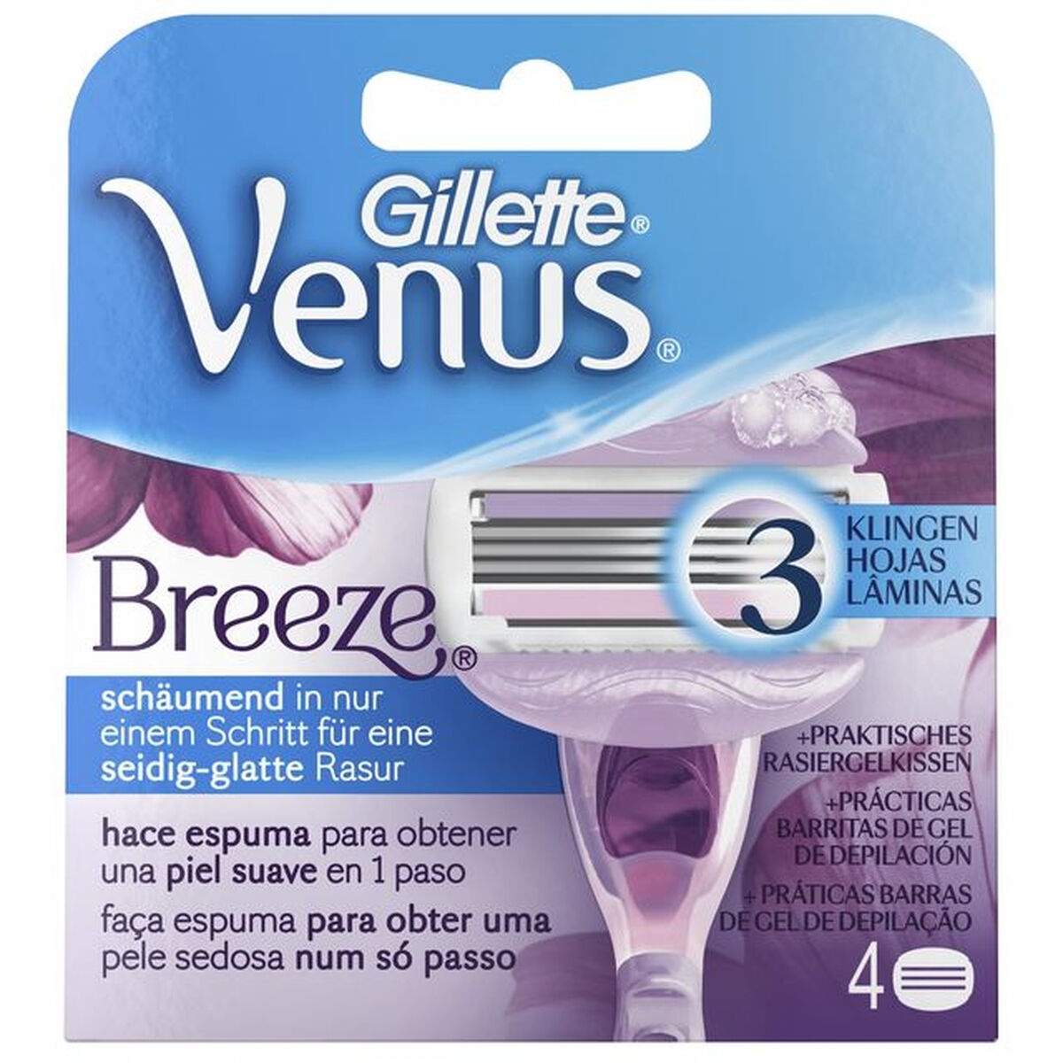 Recambio de Cuchilla Para Afeitadora Gillette Venus Breeze 4 Unidades