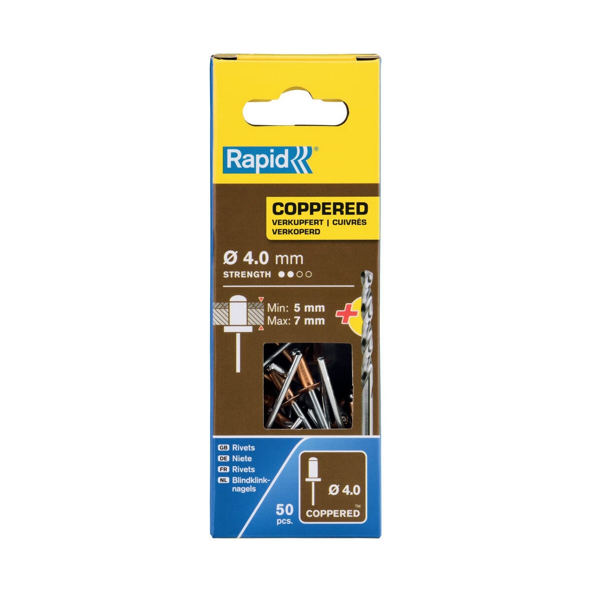 Remaches Rapid 5001462 Broca ø 4 X 10 Mm Cobre Aluminio (50 Unidades)