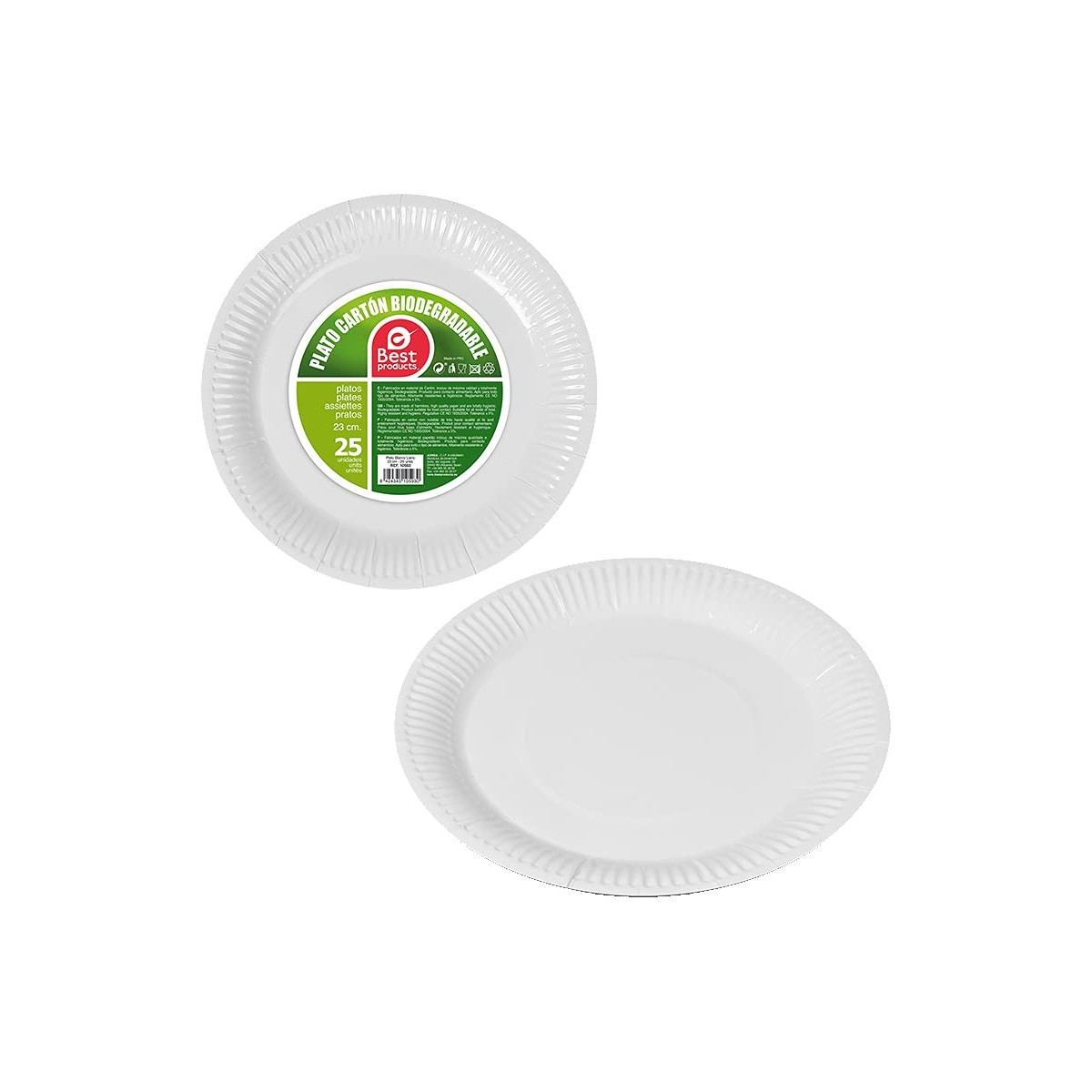 Set de Platos Best Products Green ø 23 Cm Cartón