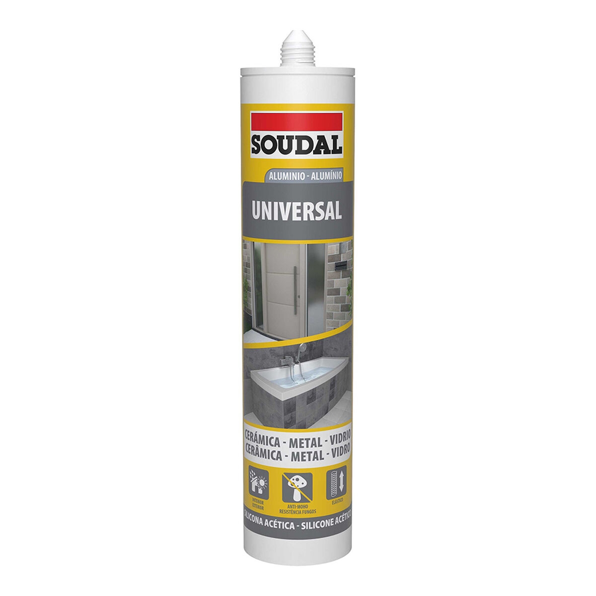 Silicona Soudal 115924 Universal Plateado 280 Ml