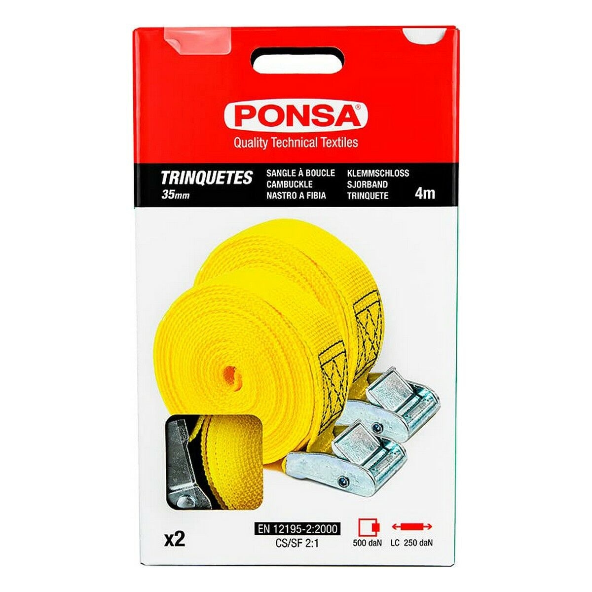 Trinquete Ponsa 027,048,035,108 Amarillo 35 Mm X 4 M 2 Unidades