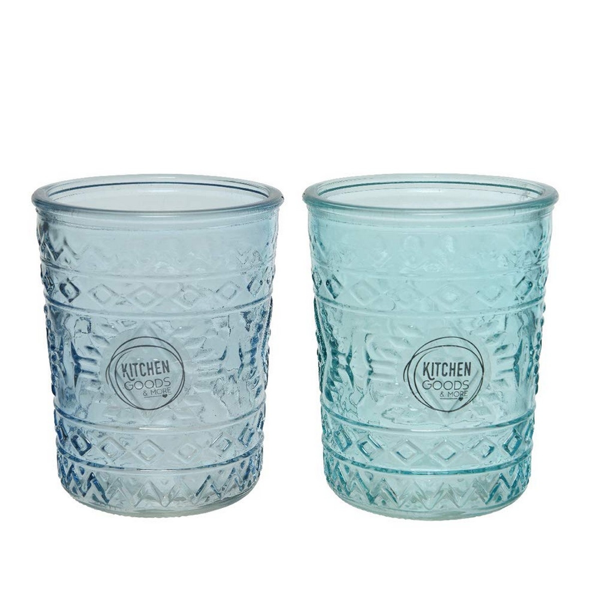 Vaso de Cristal 2 Unidades Con Relieve Cristal Azul 350 Ml