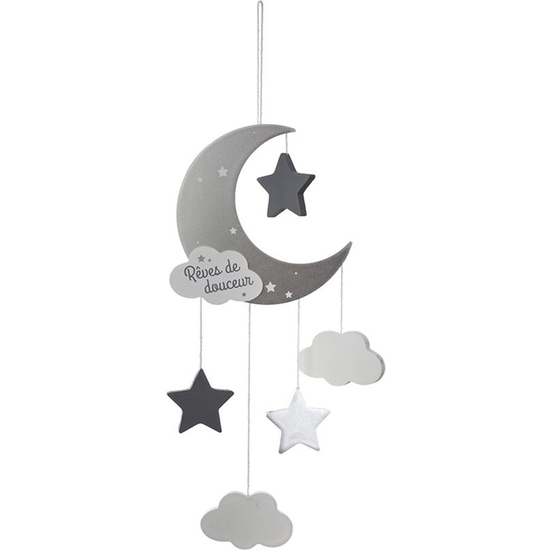 Luna En Suspensión Decorativa Gris