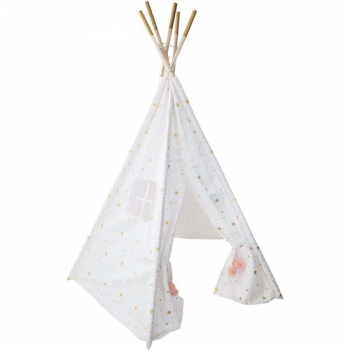 Tipi Alta Gama Altura 160 Cm Blanco Con Estrellas Rosa y Oro