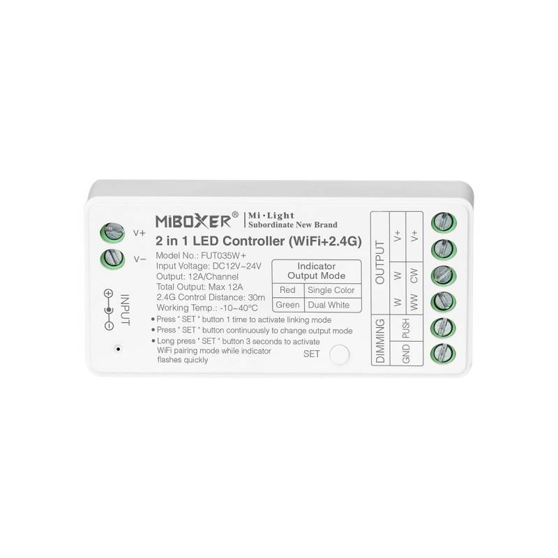 Controlador Wifi + 2.4G Rf, Dc12-24V, 12A, 2 En 1, Mono + Cct